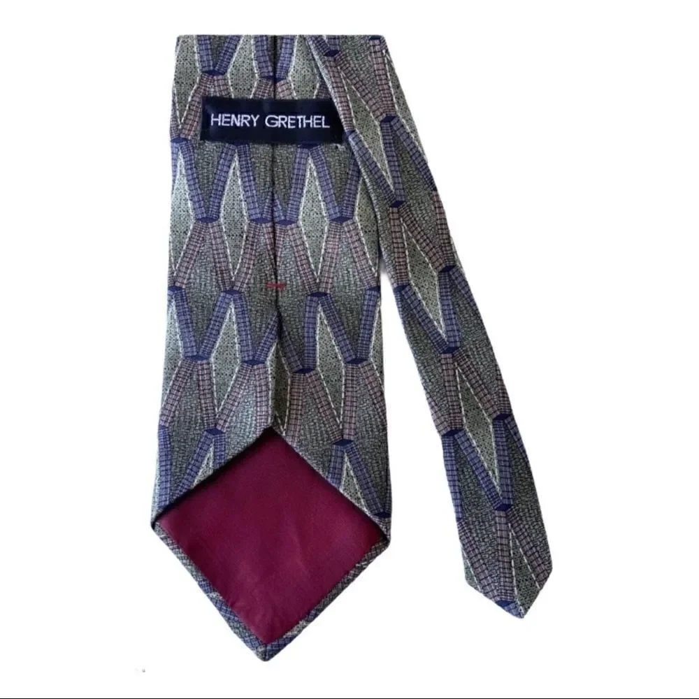 3/$15 Henry Grethel Silk Necktie Diamond Pattern